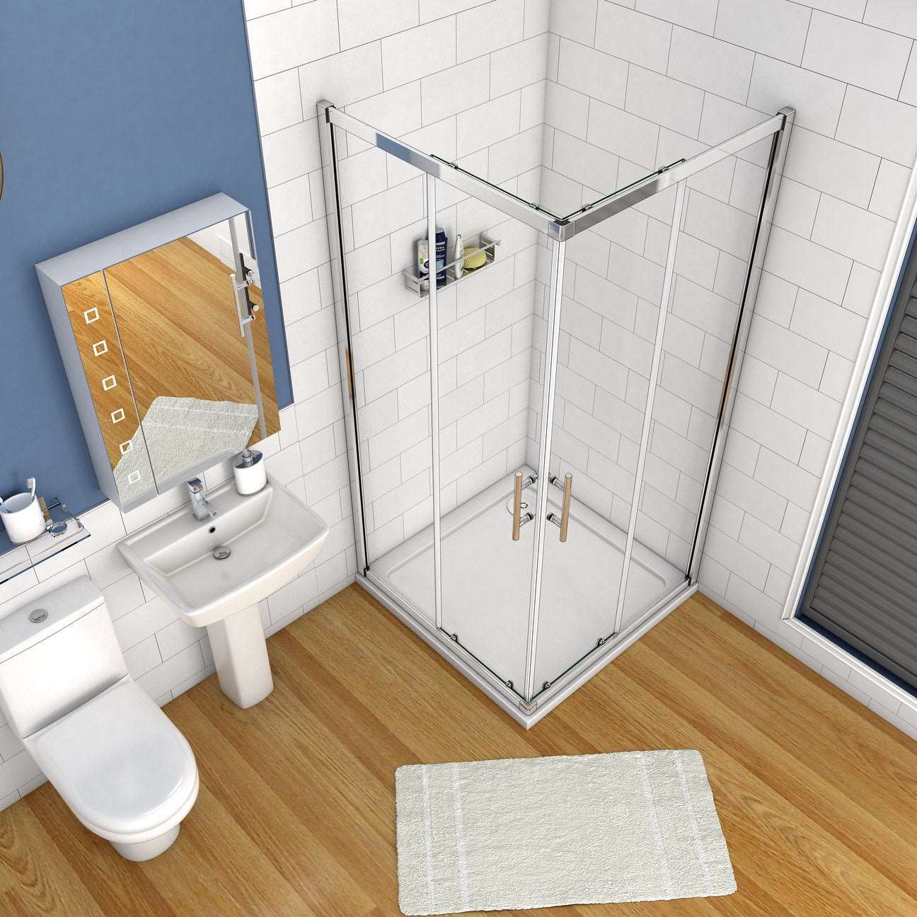 Sprchový kút 70x70 cm s posuvnými dverami, 6mm NANO číre sklo, chrómový rám, výška 185 cm, ideálny pre moderné kúpeľne.
