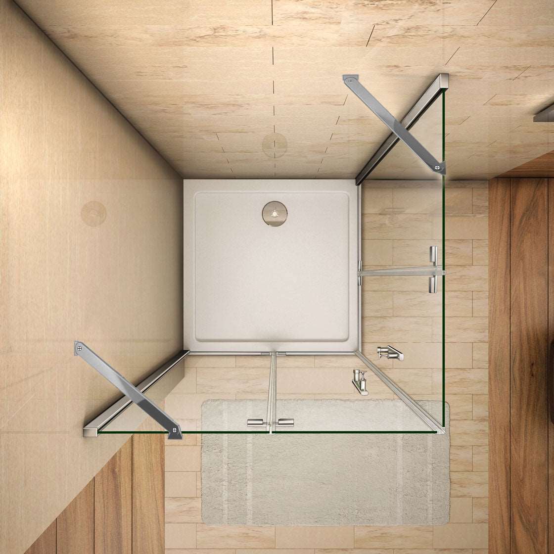 tvorcový sprchový kút s otočnými dverami, 6mm NANO sklo, chrómový profil a leštené hliníkové komponenty, rozmer od 76x76 cm do 120x120 cm