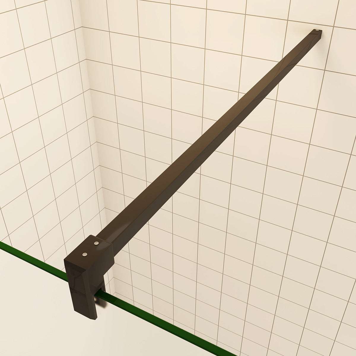 Sprchová zástena walk-in čierna s 8mm NANO čírym sklom, otočný panel 40cm, moderný dizajn, vhodná pre rôzne rozmery od 50 do 160 cm, univerzálna montáž na ľavú/pravú stranu, leštený hliníkový profil odolný voči korózii