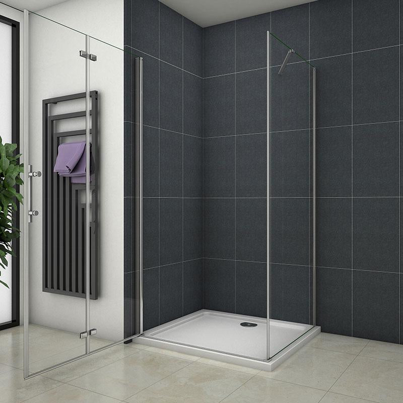 Sprchový kút s NANO sklom, obdĺžnikový dizajn, sprchové dvere zalamovacie, chrómový profil, bezpečnostné sklo EasyClean