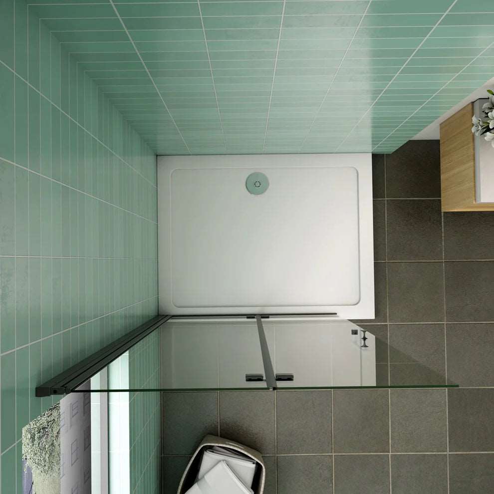 Sprchová zástena walk-in s 6mm NANO sklom, skladacie sprchové dvere čierna farba, bezpečnostné sklo, univerzálna montáž.