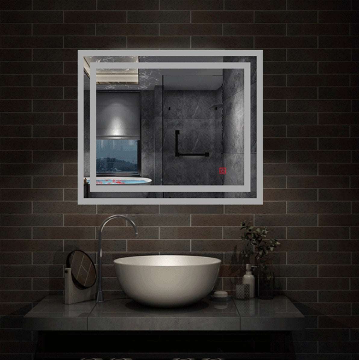 LED zrkadlo do kúpeľne s osvetlením a vyhrievaním