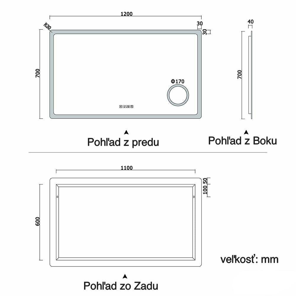 kúpeľňové zrkadlo s LED osvetlením
