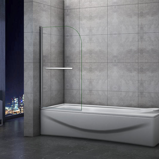 Vaňová zástena 80x140 cm sklopná otočná chrómová s 5mm čírym bezpečnostným sklom a vešiakom na uterák