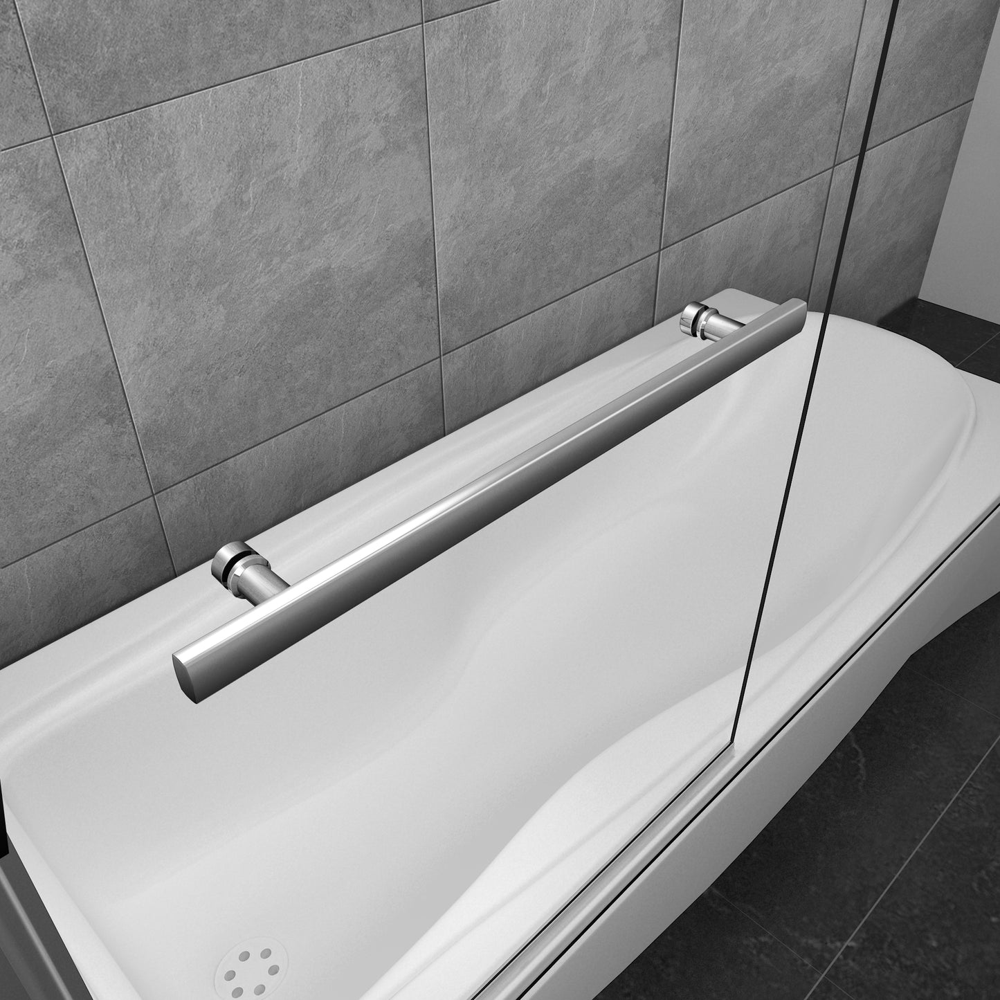 Vaňová zástena 80x140 cm sklopná otočná chrómová s 5mm čírym bezpečnostným sklom a vešiakom na uterák