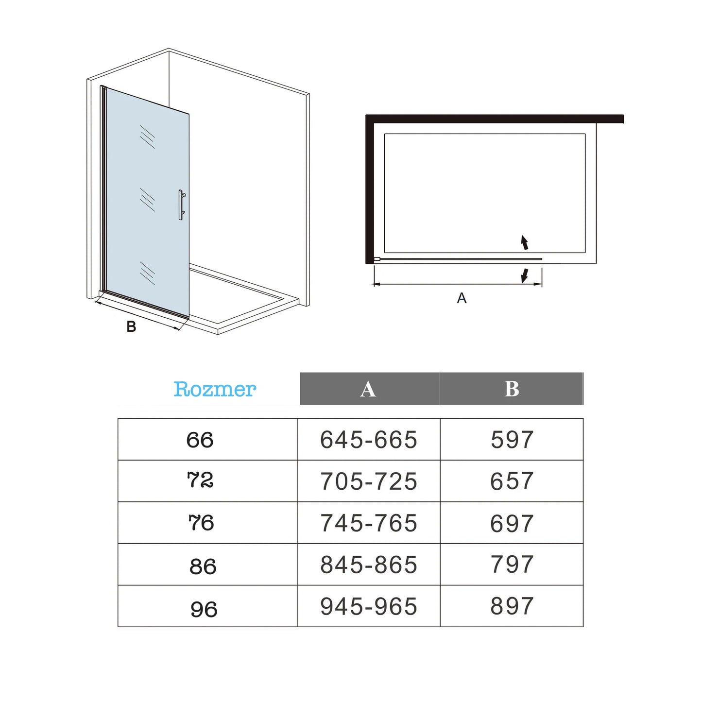 Sprchový kút WALK IN s 6mm NANO čírym sklom a chrómovým hliníkovým profilom, veľkosti od 66-96 cm, výška 195 cm.