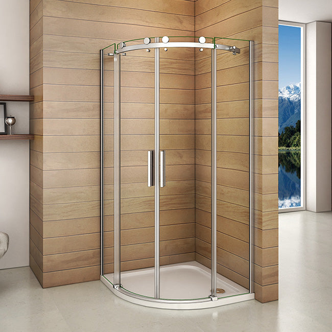 Sprchový kút štvrťkruhový QK-4-95, 90x90cm posuvné dvere, 6mm NANO sklo, Výška 195cm
