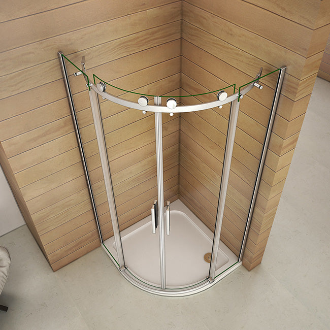 Sprchový kút štvrťkruhový QK-4-95, 90x90cm posuvné dvere, 6mm NANO sklo, Výška 195cm