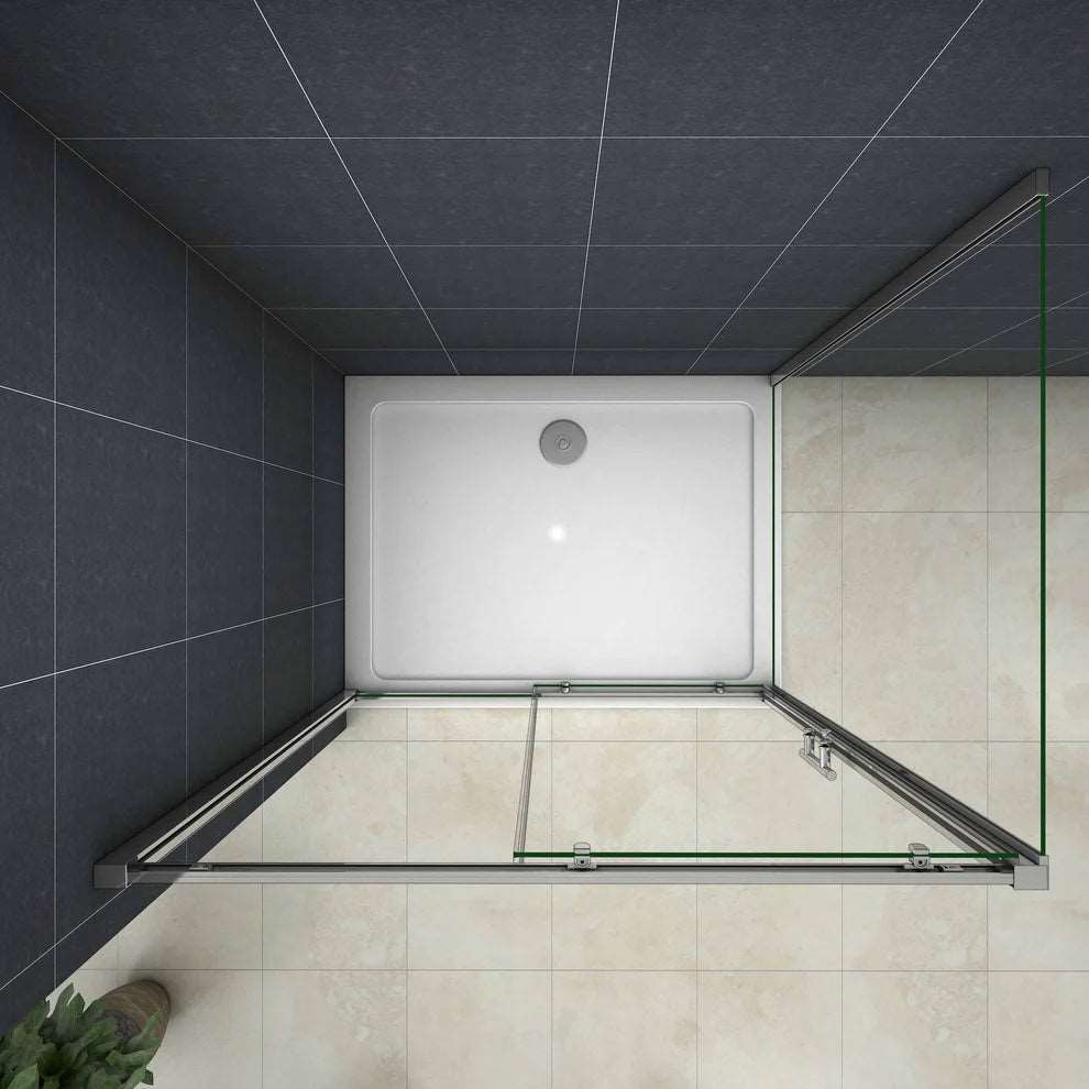 Sprchový kút s posuvnými dverami AICA, NANO číre sklo, bočný panel, chrómový profil, výška 190 cm, nastaviteľné rozmery 100-140 cm