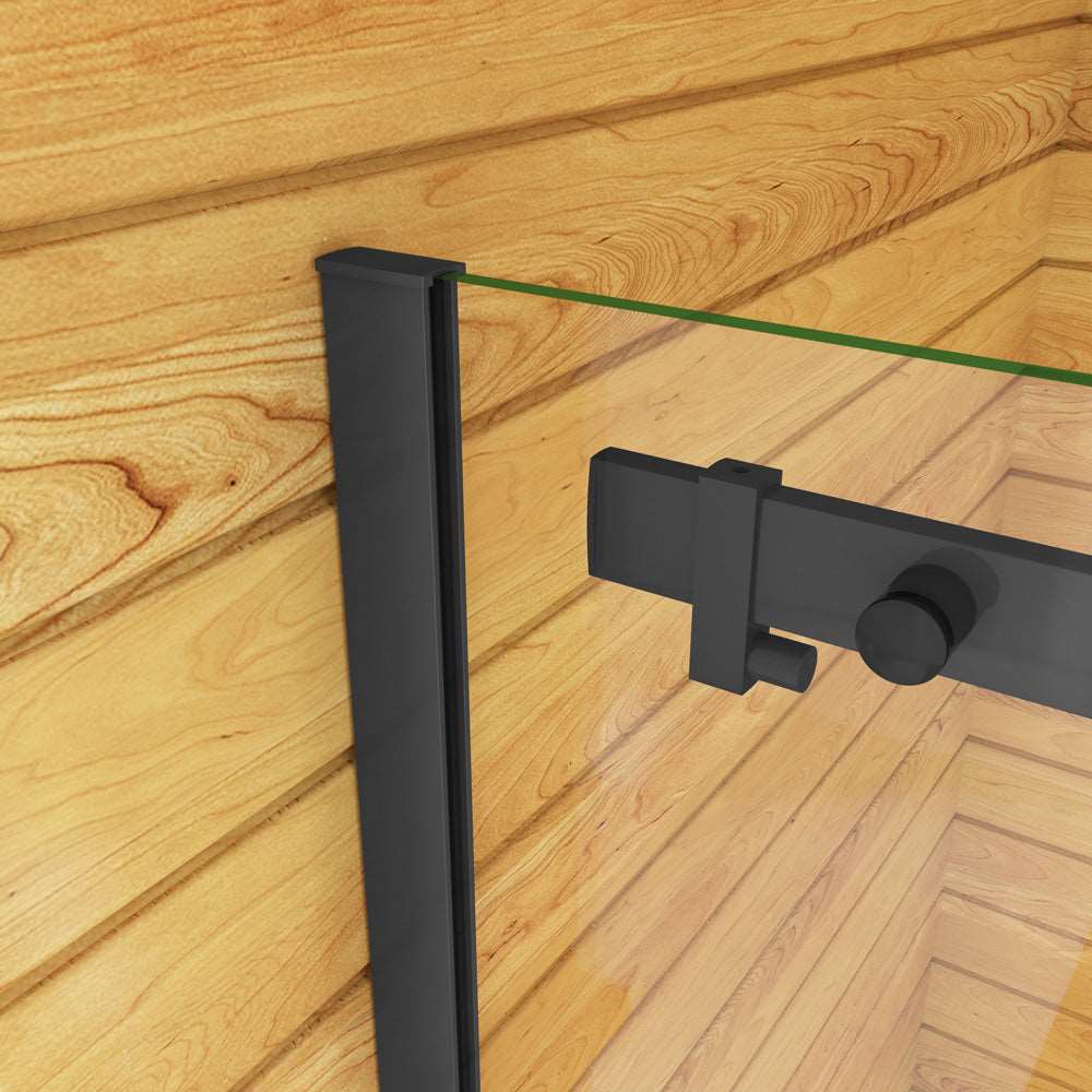 Obdĺžnikový sprchový kút s posuvnými dverami, NANO sklo 8mm, čierny rám, bočný panel, rozmer od 100-140 cm, výška 200 cm
