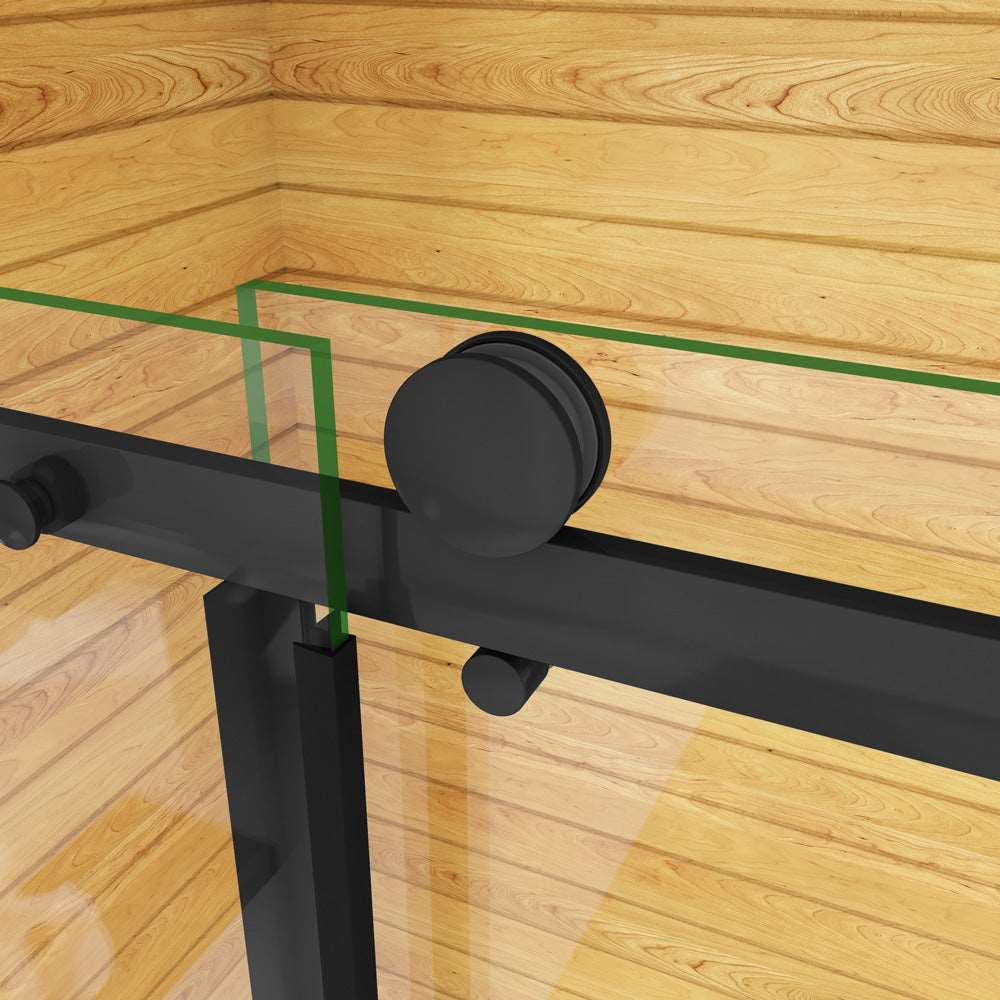 Obdĺžnikový sprchový kút s posuvnými dverami, NANO sklo 8mm, čierny rám, bočný panel, rozmer od 100-140 cm, výška 200 cm