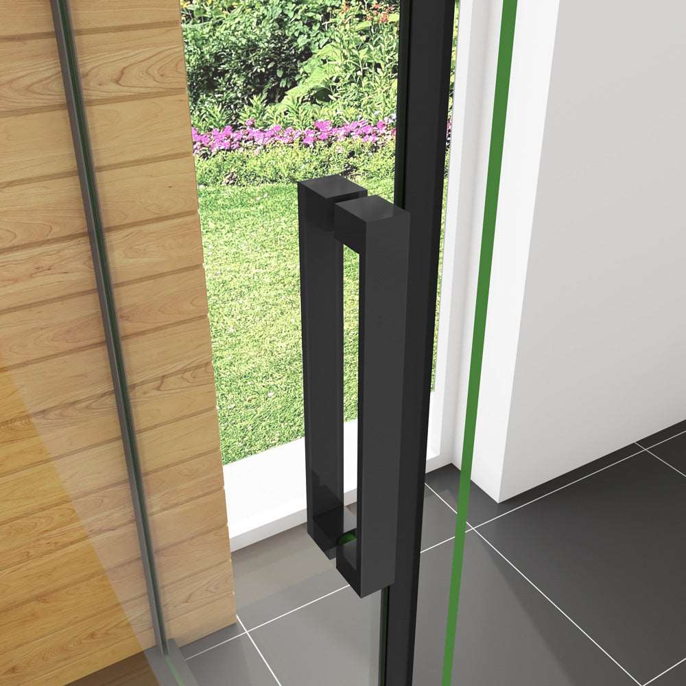Obdĺžnikový sprchový kút s posuvnými dverami, NANO sklo 8mm, čierny rám, bočný panel, rozmer od 100-140 cm, výška 200 cm