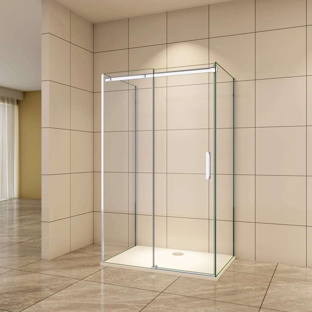AICA Sprchový kút s posuvnými dverami, 6mm NANO sklo, chrómový profil, bočné panely, tvar U, výška 195 cm