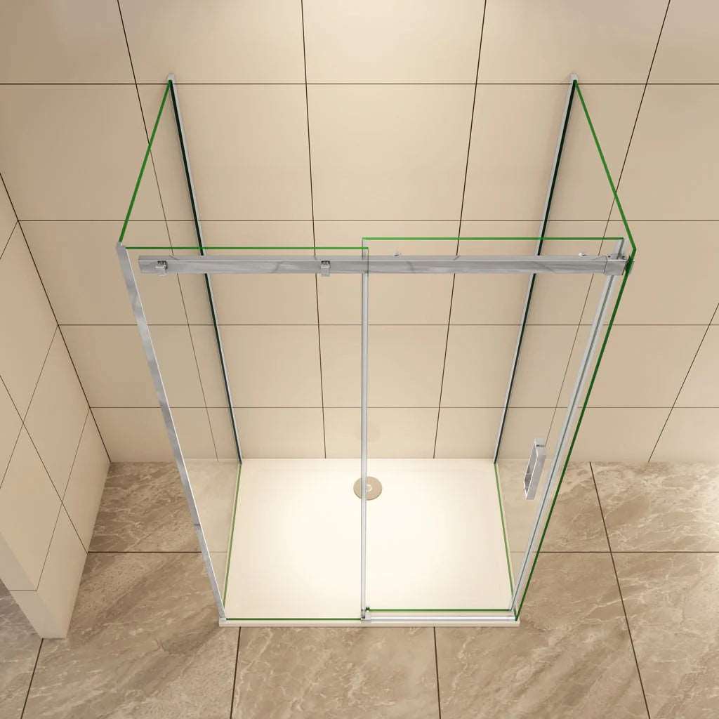 AICA Sprchový kút s posuvnými dverami, 6mm NANO sklo, chrómový profil, bočné panely, tvar U, výška 195 cm