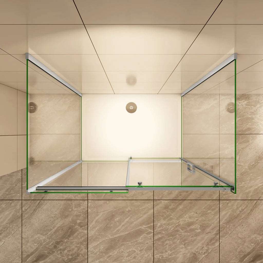 AICA Sprchový kút s posuvnými dverami, 6mm NANO sklo, chrómový profil, bočné panely, tvar U, výška 195 cm