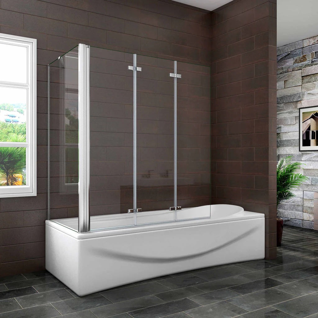 Sklopná vaňová zástena NANO 130x140 cm s bočným panelom, 6mm číre NANO sklo, chrómový profil, moderná kúpeľňová zástena