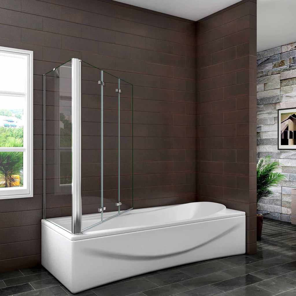 Sklopná vaňová zástena NANO 130x140 cm s bočným panelom, 6mm číre NANO sklo, chrómový profil, moderná kúpeľňová zástena