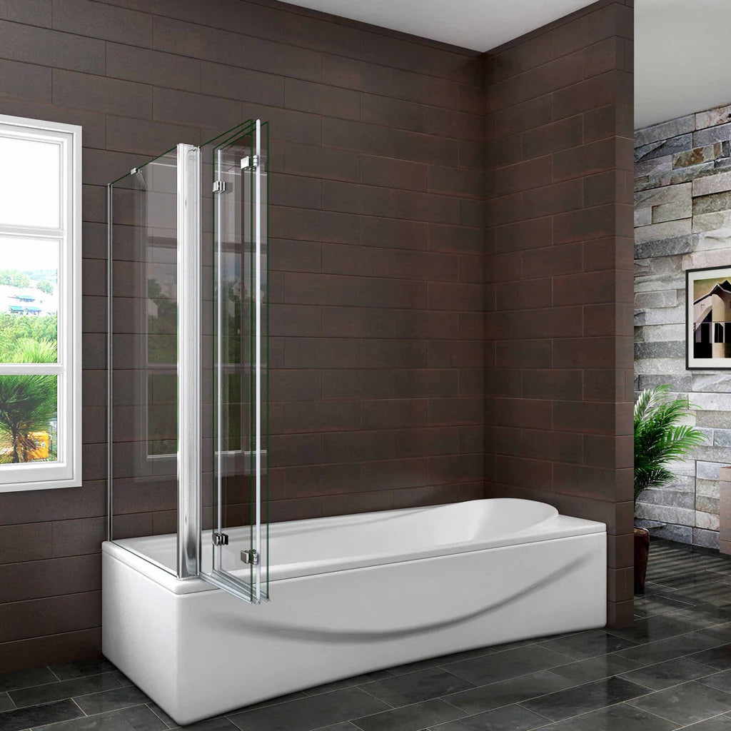 Sklopná vaňová zástena NANO 130x140 cm s bočným panelom, 6mm číre NANO sklo, chrómový profil, moderná kúpeľňová zástena