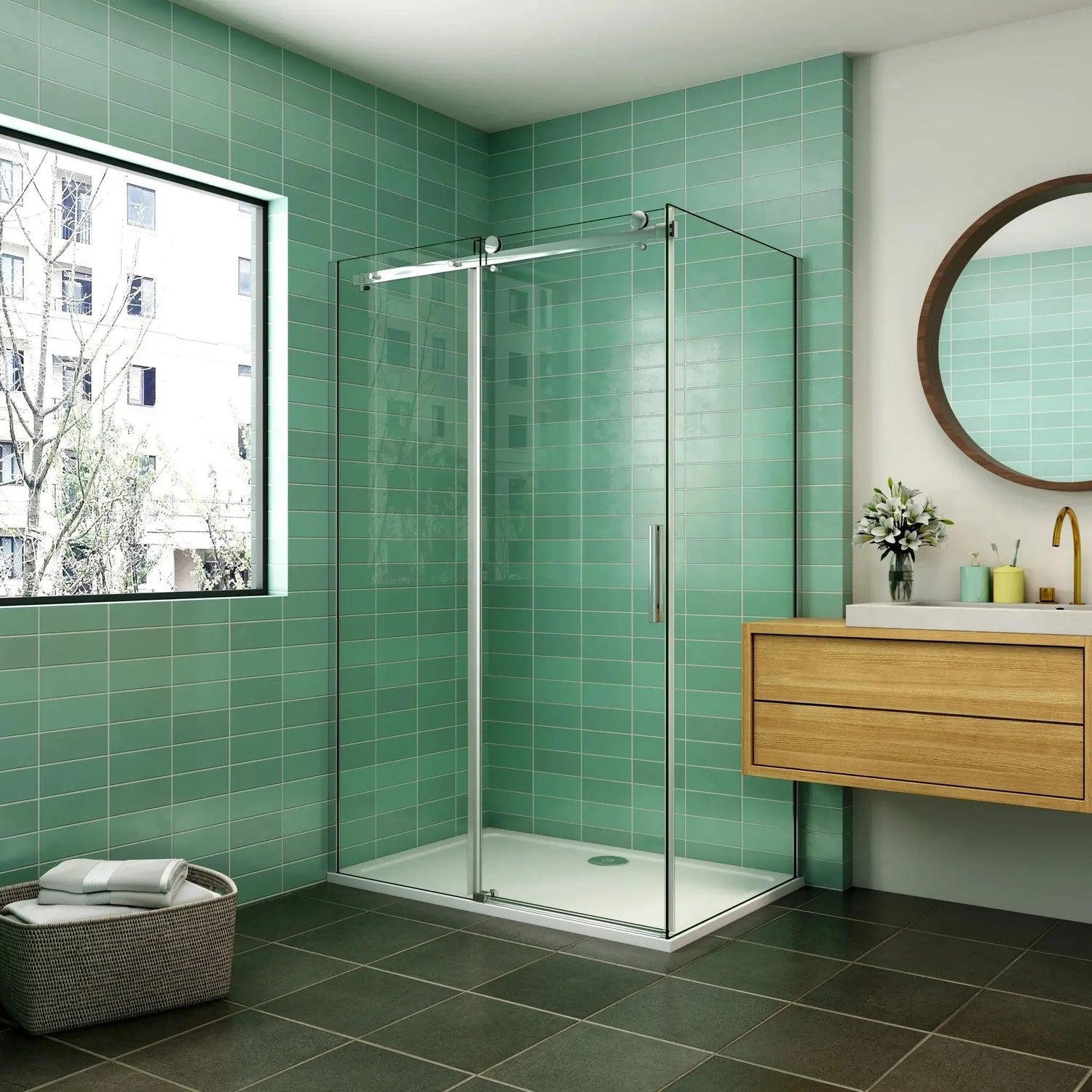 Dizajnové sprchové kúty na mieru - luxusná bezrámová sklenená sprchová kúta v tvare U alebo štvrťkruhu, moderný štýl s masážnymi tryskami a antiskidovým povrchom. Ideálne riešenie pre malé aj veľké kúpeľne, odolný materiál a jednoduchá údržba.