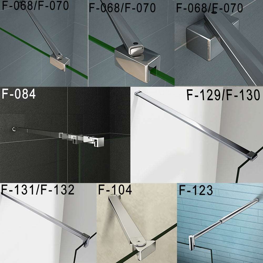 AICA Sprchový kút WALK IN CLEAR08CH40P, sprchová zástena, veľkosť od 50-160cm, NANO sklo 8mm, 40cm otočný panel, vzpera rôzne, Výška 200cm