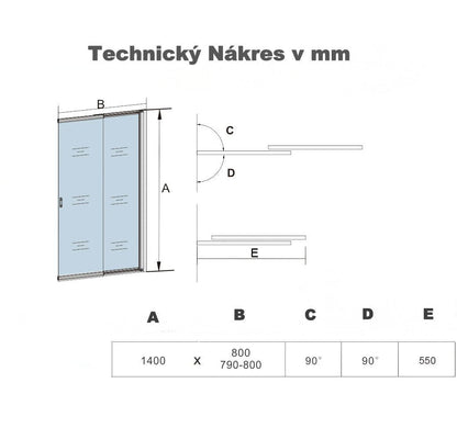 AICA Vaňová zástena sklopná FQ2-80, 80x140cm, posuvná, číre sklo 4mm