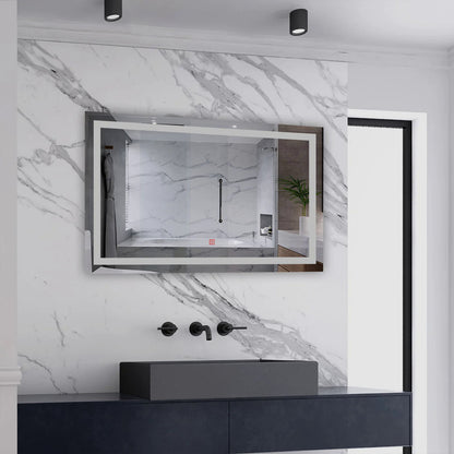 AICA Kúpeľňové LED zrkadlo J-HDS13, veľkosť od 50-160 cm, vykurovacia fólia, 3 farby svetla, pamäťová funkcia, stmievateľné