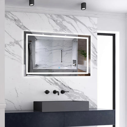 AICA Kúpeľňové LED zrkadlo J-HDS13, veľkosť od 50-160 cm, vykurovacia fólia, 3 farby svetla, pamäťová funkcia, stmievateľné