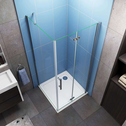 Sprchový kút so zalamovacími dverami, bočný panel, 6mm NANO číre sklo, chróm, výška 195cm, vhodný do priestoru 70-90cm.