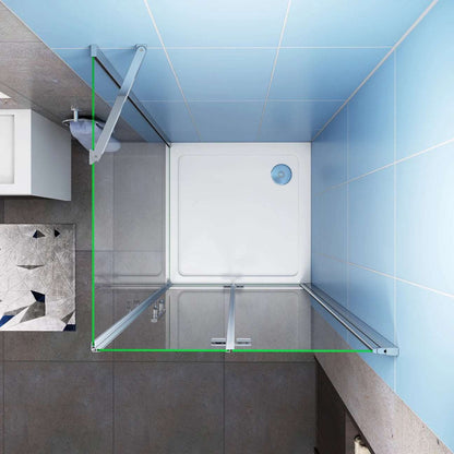 Sprchový kút so zalamovacími dverami, bočný panel, 6mm NANO číre sklo, chróm, výška 195cm, vhodný do priestoru 70-90cm.