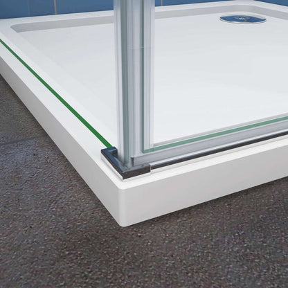 Sprchový kút so zalamovacími dverami, bočný panel, 6mm NANO číre sklo, chróm, výška 195cm, vhodný do priestoru 70-90cm.