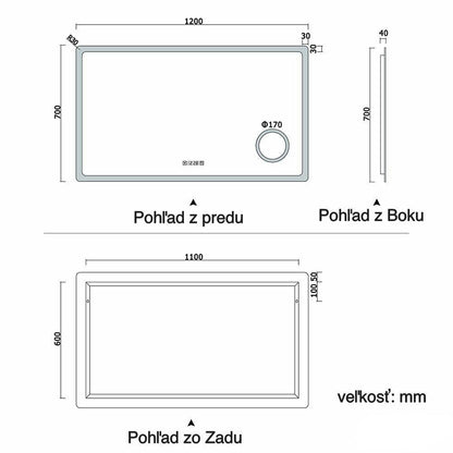 AICA Kúpeľňové zrkadlo J-HD150XTM, veľkosť od 80-160 cm, multifunkčné, s hodinami, dotykové, s vyhrievaním, 3x zväčšenie kozmetické zrkadlo