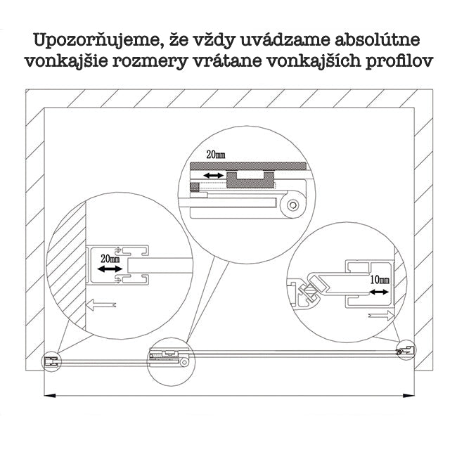 AICA Sprchové dvere jednokrídlové do niky P3GB-E-95, veľkosť od 80-120cm, sprchový kút, 8mm NANO sklo, čierna, Výška 195cm