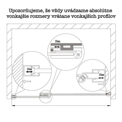 AICA Sprchové dvere jednokrídlové do niky P3GB-E-95, veľkosť od 80-120cm, sprchový kút, 8mm NANO sklo, čierna, Výška 195cm