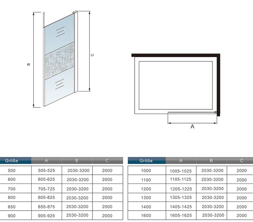 AICA Sprchová zástena WALK IN PRIVACY08CHST, veľkosť od 70-140cm, 8mm NANO sklo WALK IN + PRIVACY PÁS, stropná tyč, Výška 200cm