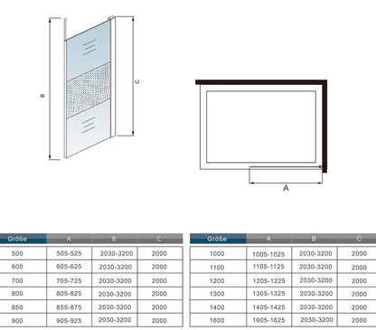 AICA Sprchová zástena WALK IN PRIVACY08CHST, veľkosť od 70-140cm, 8mm NANO sklo WALK IN + PRIVACY PÁS, stropná tyč, Výška 200cm