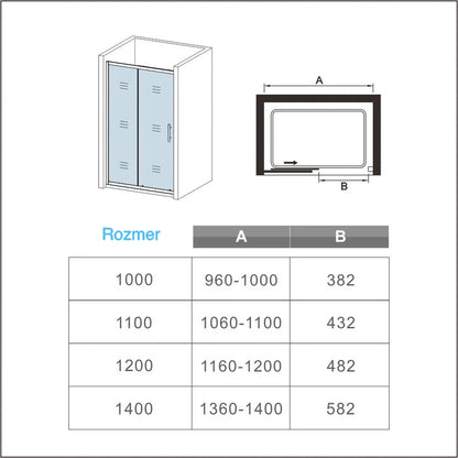 AICA Sprchové posuvné dvere SI-19, veľkosť od 100-140cm, sprchový kút, NANO sklo 5mm, Výška 195cm