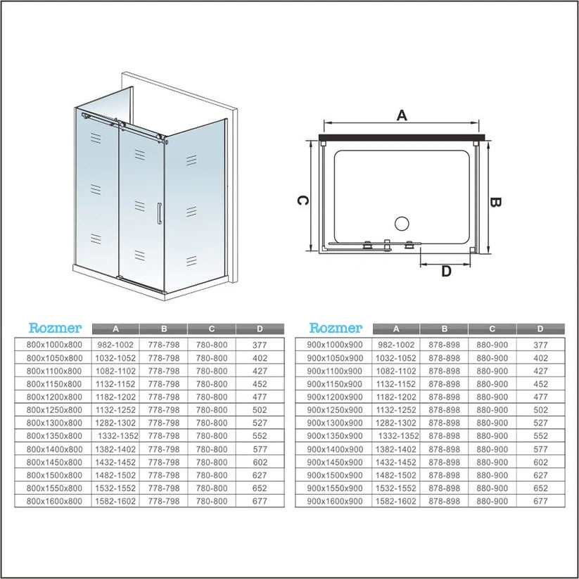 AICA Sprchový kút SK-2-95-2SPKL Tvar U, posuvné dvere, 2 x bočný panel, 6mm NANO sklo, Výška 195cm