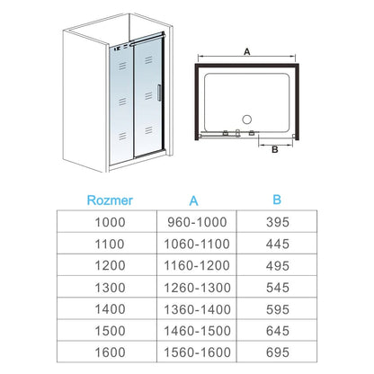 AICA Sprchové dvere posuvné SL-2N, sprchový kút veľkosť od 100-160cm, NANO 6mm sklo, Výška 195cm